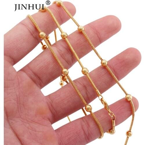 African Trendy Gold plated Necklaces 3pcs 45cm necklace fashion for Women chain on the neck friends Jewelry Valentines gifts