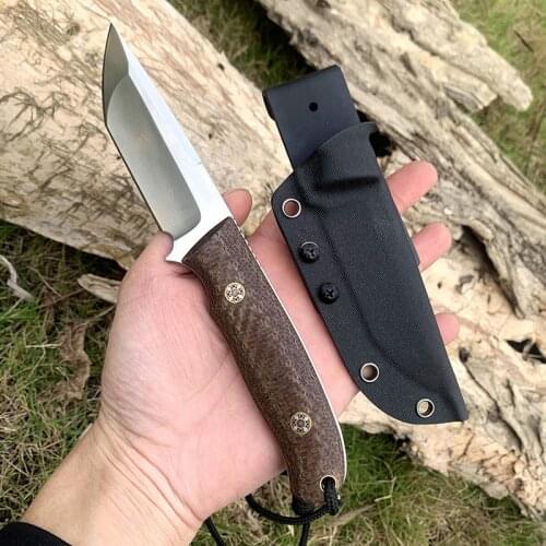 Free shipping Sharp Handmade D2 steel Camping Survival Knife Fixed Blade Tactical Knife linen handle handle Hunting Knife