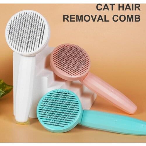 Static-free Portable Removing Matted Fur Cats Comb Convenient Pin Comb Press Button for Home