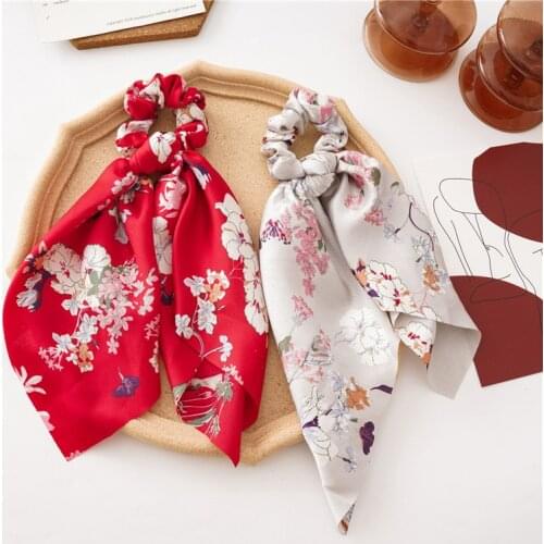Bohemian Big Flower Scrunchies Long Streamers Bow Hair Scarf Women Girls Sweet Hair Rope Ties Fashion Hair Accessories Headwear