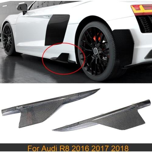Car Side Skirts Lips Splitters for Audi R8 2016-2018 Carbon Fiber Car Door Side Air Vent Splitters Cupwings Aprons Winglets