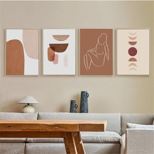 Moon Phases Canvas Poster Abstract Female Body Posters Line Art Painting Geometry Minimalist Wall Art Print Pictures Home Decor