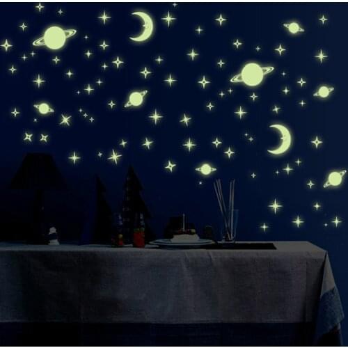 Hot sale Creative Star of the World Moon luminous fluorescent PVC Wall Stickers DIY Party Home Decor Festival Party Supplies