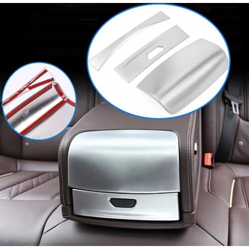 JEAZEA 3pcs/set ABS Silver Chrome Plated Car Rear Armrest Cup Holder Cover Trim For BMW 5 Series G30 2018 2019
