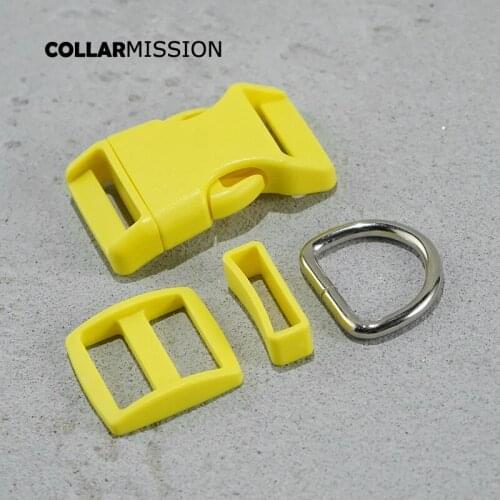 Beautiful (plastic buckle+Tri-Glid+square keeper+D ring) DIY dog collar yellow 25mm webbing sewing accessory premium quality