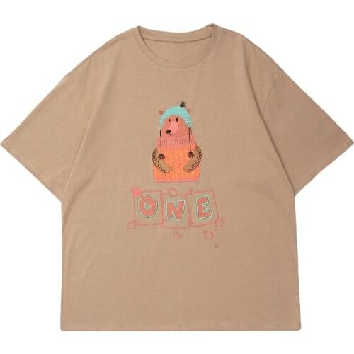 LACIBLE Mens Hip Hop T-Shirt Streetwear Polar Bear Embroidery Harajuku Tshirts Loose Cotton Short Sleeve 2021 Summer Casual