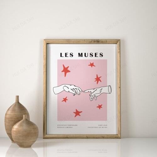 Michelangelo, The Creation Of Adam , Pink Blue Pastel Poster Abstract Artwork, Modern Art Print Aesthetics, Greek Museum Poster