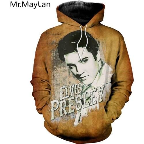 Custom Fashion Men Hip hop Hoodies Legendary singer Elvis Presley Print 3D Rock Hoodie Apparel Unisex streetwear tops Drop ship