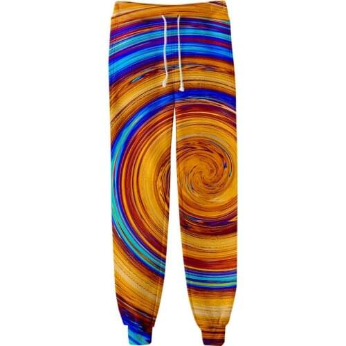 3D New Product Fashion Swirl Pattern Lace-up Pants Elastic Pants Harajuku Fashion Hip-Hop Casual Pants Breathable Swirl Pattern