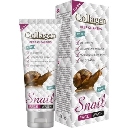 Snail Facial Cleanser Deep Cleansing Shrink Pores Remove Blackheads Moisturizer Brighten Skin Foaming Cleanser