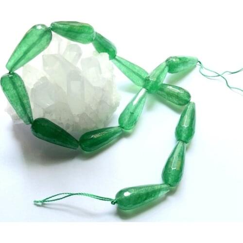 Wholesale 1string Mystic Green Jad e Long Drop Beads,10x28mm Faceted Teardrop Bead,Gem Stone Jewelry Beads, 15.5"/string