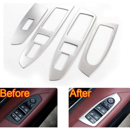 Auto Door Armrest Window Lift Adjust Button Cover Trim Frame Decoration Car Styling Moldings For BMW 7 Series F01 F02 2010-2015
