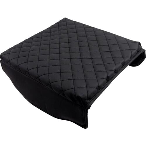 Car Center Console Box Lid Armrest Cover Pad Mat fit for Ford F150 2015 2016 2017 2018 2019 2020 Black Microfiber Leather