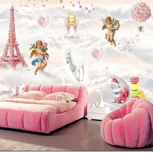 Custom Any Size Mural Wallpaper 3D Stereo Dream Angel Candy Childrens Bedroom Background Wall Decor 3D Self-Adhesive Stickers
