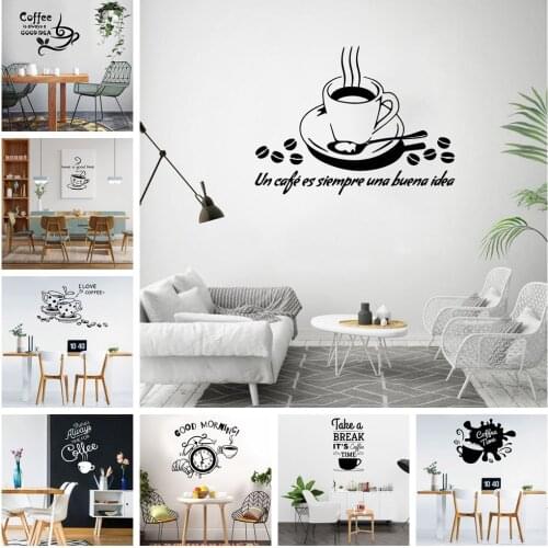 Lovely coffee Decal Removable Vinyl Mural Poster Living Room Bedroom Wall Decal Home Decor