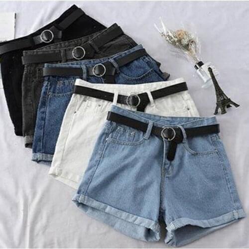 Women Denim Shorts 2021 New High-waist Shorts Female Casual Loose Ladies Fashion Large Size Elastic Waist Wide-leg Short Jeans