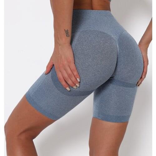 Slim Fit High Waist Yoga Sport Shorts Hip Push Up Women Plain Soft Nylon Fitness Running Shorts Tummy Control Workout Gym Shorts