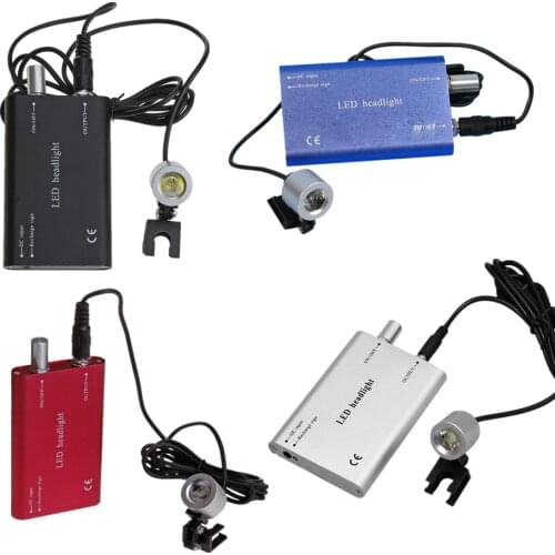 Dental Supplies LED Head Light Lamp Red Black Silver Blue 4 Colors For Binocular Loupes 3.5x420mm Glasses