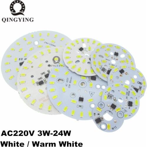 50pcs 220v SMD5730 LED 3W 5W 7W 10W 12W 15W 18W 24W White / Warm White LED Lamp PCB Integrated Smart IC Driver Lamp Bulbs Plate
