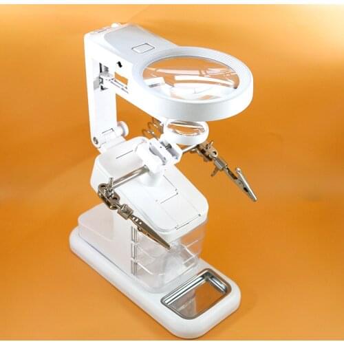 Desk Top Help Soldering Lighting Magnifying Glass With LED Lamp Repairing Helping Hand Magnifier With Solder Clip 3x 4.5x 25x