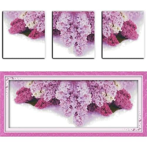 Everlasting Love Floral Language Of Lilac Chinese Cross Stitch Kits Ecological Cotton Printed 11CT DIY Gift Christmas Decoration