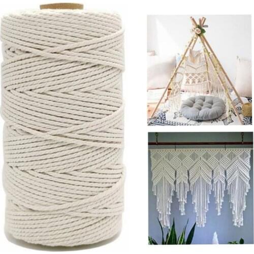 DIY Macrame Cord Natural Cotton Rope with Wood Ring Wood Stick for Braided Cord Teether Macrame Kit Wall Hanging Plant Hanger