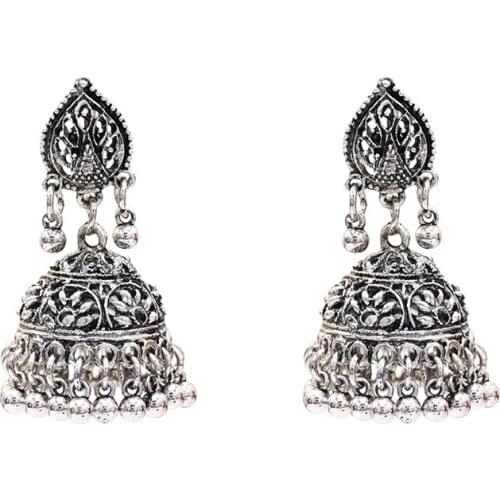 2019 Vintage Gypsy Flower Jhumka Earrings Indian Jewelry For Women Handmade Boho Ladies Retro Bell Earrings