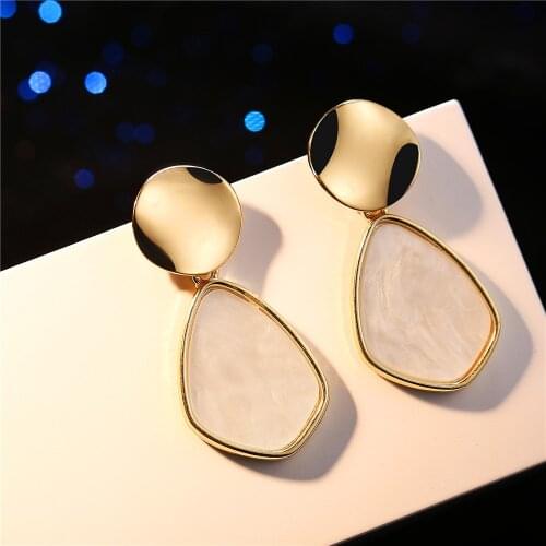 IF ME Cute Korean Gold Color Acrylic Geometric Round Water Drop Earrings For Women Vintage Sequin Dangle Earring Jewelry 2019