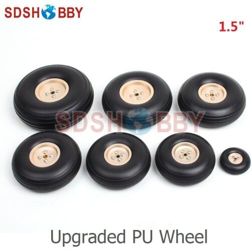 1.5in/39mm PU Wheels RC Airplane Wheels Upgraded PU Wheels with Golden Aluminum Hub D39*H14*3mm