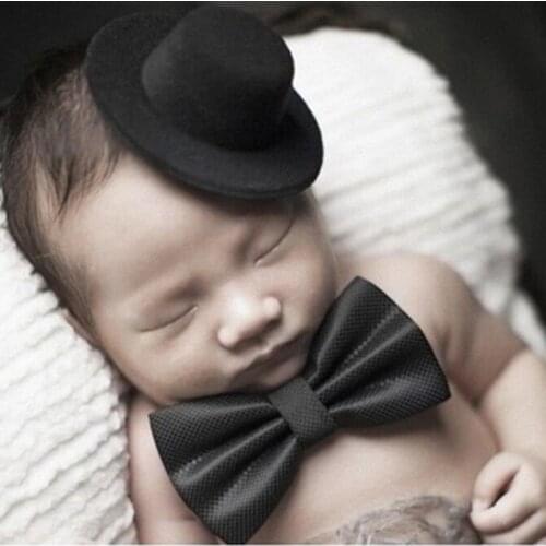 1 Set Baby Hat Bowtie Cap Tie Photography Costume Cosplay Newborn Photo Commemorative Memorial Props DIY Decoration Cute