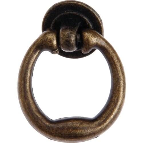 1pc Ring Handle Antique Bronze Pull 46x36mm w/screw Drawer Door Cabinet Vintage Jewelry Chest Kitchen Bathroom Cupboard Decora