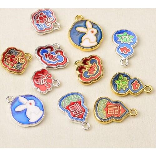 10 PCS Chinese Style Alloy Material Charms Pendant Bracelet Necklace Parts DIY Handmade Charms For Jewelry Making