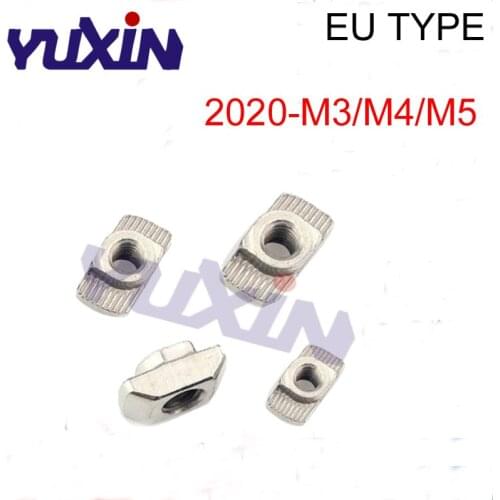 100Pcs 20 series M3/M4/M5 Nickel Plated T Nut Hammer Head Fasten Nut for Aluminum Extrusion Profile 2020 series Slot Groove 6mm
