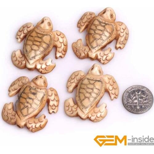 35x33mm Big Yellow Animal Tortoise Carved Bone Cabochon Beads Loose Bead For Jewelry Making Bulk 4 PCS Wholesale
