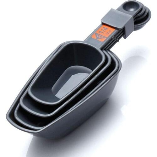 4PCS / Set Of Black Double-Head Measuring Cup With Scale Coffee Tea Powder Measuring Spoon Baking Tools Kitchen Accessories