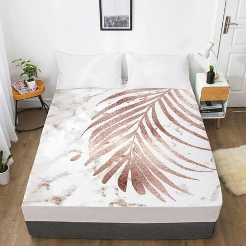 Mattress Cover Fitted Sheets With Elastic Band Bedsheet Bed Sheet Linens 160X200/200X220CM Size 3D Printed Nordic leaves