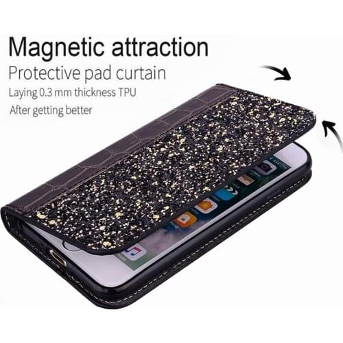 Case For Sony Xperia L1 L2 XA2 XZ1 XZ2 XZ3 Cover Flip Bling Glitter stand Crocodile Wallet Soft Case for Xperia L1 L2 kimTHmall