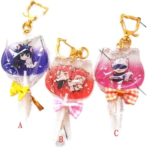 Cosmile Anime Jujutsu Kaisen Gojo Satoru Geto Suguru Yuji Itadori acrylic Lollipop glitter pendant keychain strap cute gift C