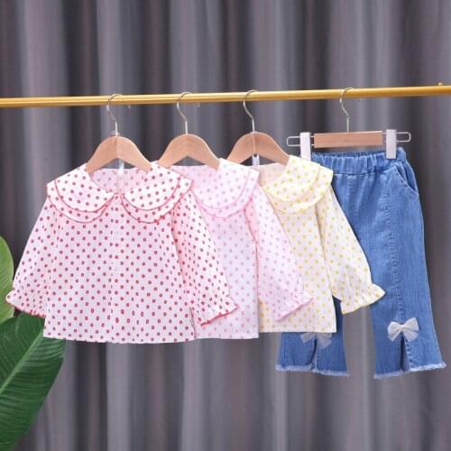 LZH 2021 Childrens Clothing Girls Autumn Sets For Baby 0-1-2-3-4 Year Girls Set Long Sleeve Jeans 2Pcs Outfit For Kids Suit