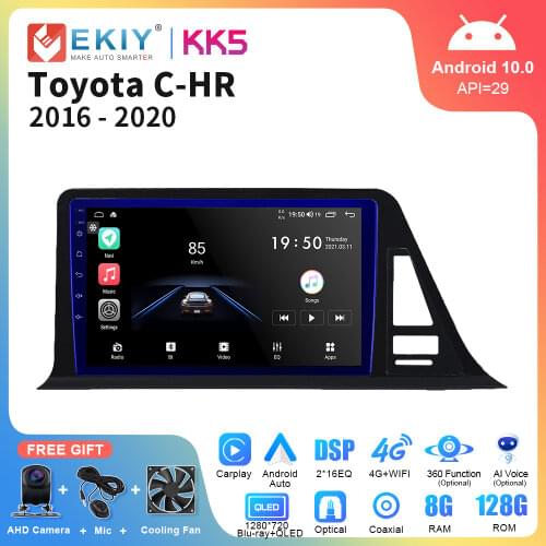 EKIY QLED 1280*720P Car Radio Android 10.0 For Toyota C-HR CHR 2016-2020 Navigation GPS Multimedia Video Player Stereo No 2 Din