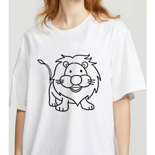 Graphic Tees Tops Cartoon Lion Tshirts Women Funny T Shirt O-Neck T-Shirt Vintage Ullzang Mujer_t-Shirt