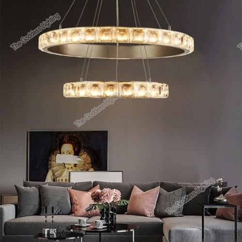 Crystal ring led ceiling pendant lights interior lamps vertigo for home decor decoration kitchen living room fixture Illuminator