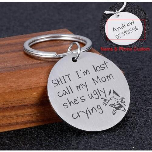 Pet ID Tag Keychain Dog Cat Collar Accessories Keychain Decoration Pet Name Number Collars Stainless Steel Keyring Cat Tag