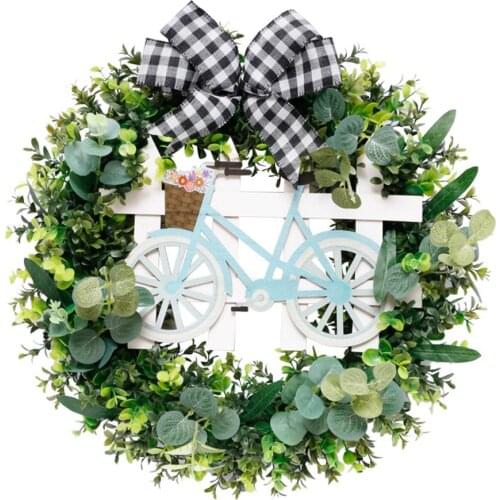 Artificial Green Plant Garland Simulation Wall Hanging Leaf Wreaths Door Decoration