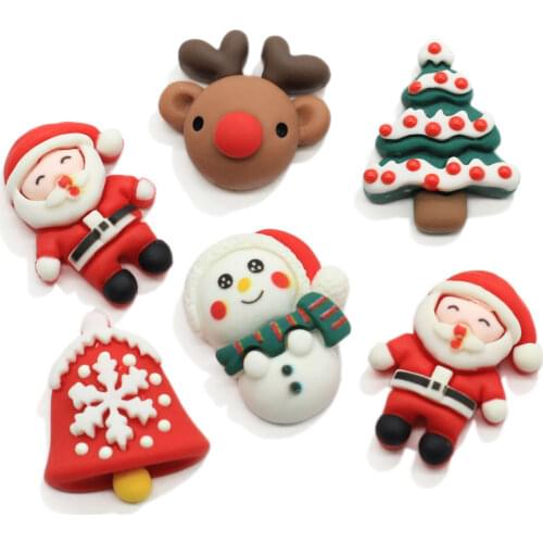 20/50/Kawaii Flatback Resin Cabochon Scrapbooking Christmas Santa Claus Snowman Phone Case Decoration DIY Kids Hair Accessories