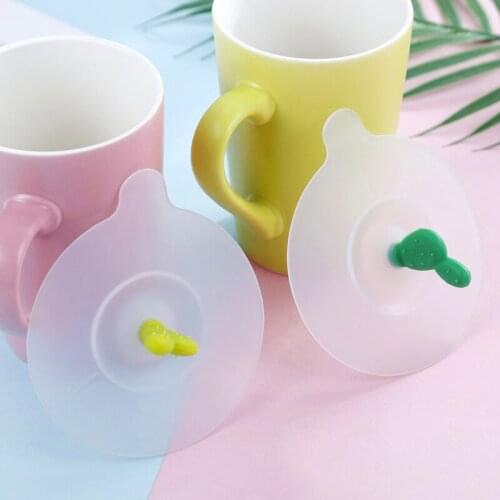 1Pc Creative 3D Cartoon Cactus Universal Anti-Dust Reusable Silicone Round Coffee Mug Glass Cup Lid Cover Cap Thermal