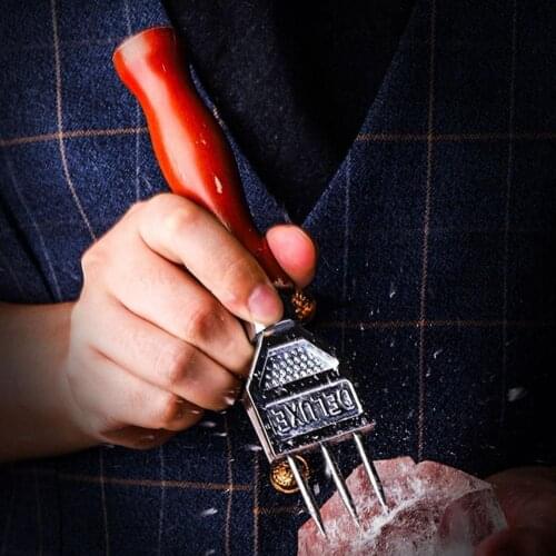 Ice Pick - Sturdy Steel Three Pronged ice For Cocktail bar Chipper Bartender crushers Wood With tools Ice A0X4