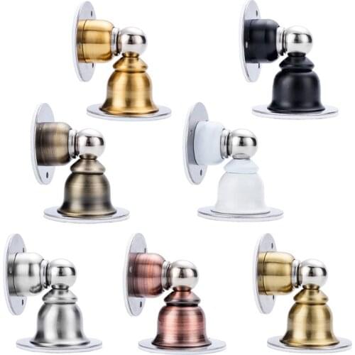 Stainless Steel Magnetic Door Stopper Sticker Toilet Bathroom Door Doorstop Hidden Holders Catch Floor Non-punch Door Hardware