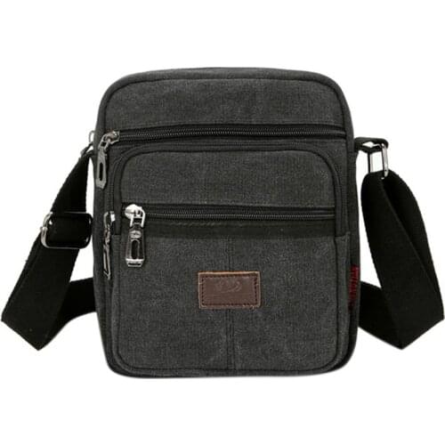 Retro Multifunctional Male crossbody bag business Messenger Bag Canvas Shoulder Bag Casual bag for men Solid Color