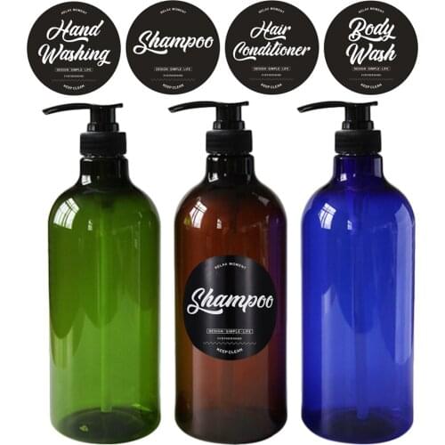 1000ml Shampoo Body Wash Hair Conditioner Press Bottles Soap Dispenser Liquid Lotion Container Bathroom Shower Refillable Bottle